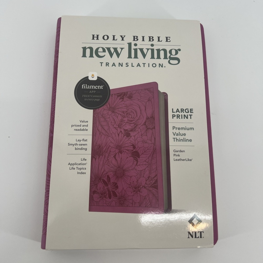 NLT Large Print Thinline Bible - Premium Pink Leather Filament-Enabled Edition